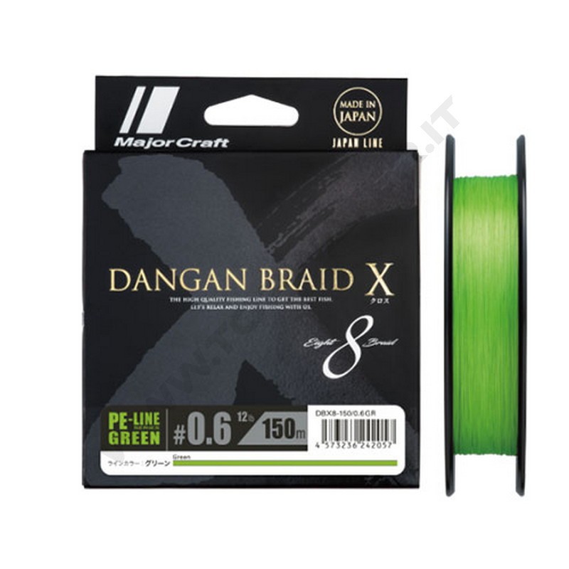 DANGAN BRAID X (CROSS) X8 164yd (150m) GREEN – Major Craft America